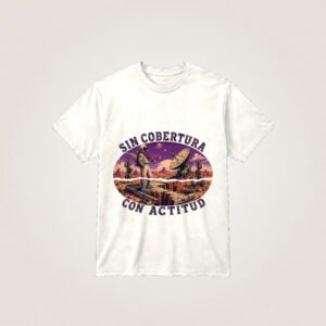 Sin cobertura, con actitud espacial — Camiseta blanca