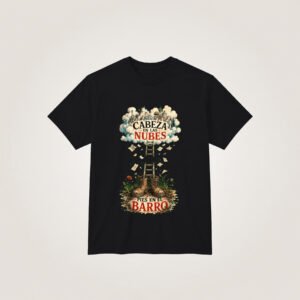 Botas y escalera hacia las nubes — Camiseta negra