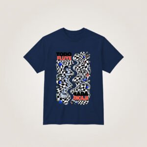 Cuadrícula líquida cromada de TELAPONES — Camiseta azul marino